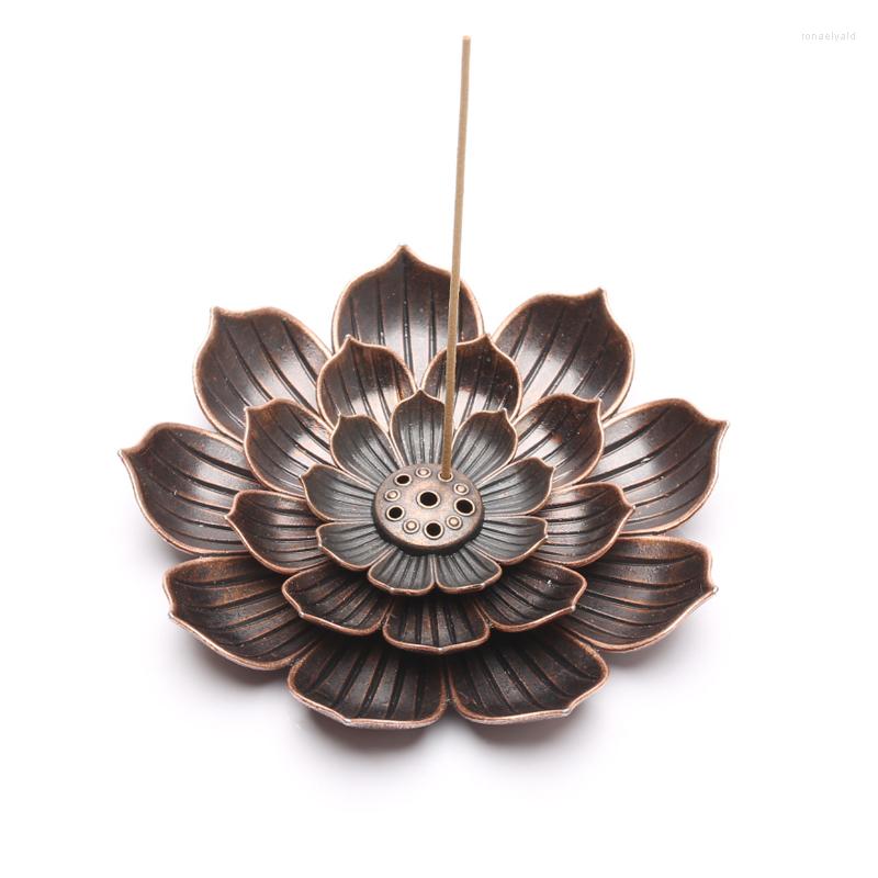 

Jewelry Pouches Simple And Elegant Lotus Incense Burning Plate Copper Alloy 5 Hole Slot Ash Tray Aesthetic Design