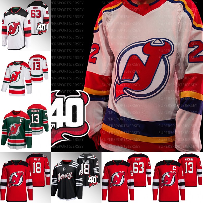 

Devils Jack Hughes Jerseys Jesper Bratt Nico Hischier Dougie Hamilton Miles Wood Tomas Tatar Dawson Mercer Sharangovich Ryan Graves Michael McLeod Blackwood, 2022-23 reverse retro+40th patch