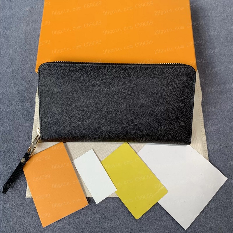 Fashion Black Women Clutch Lady Ladies Long Wallet Designer Luxury PU Leather Single Zipper Wallets Classical Coin Purse Card Holder 60017 With O-image-817543077