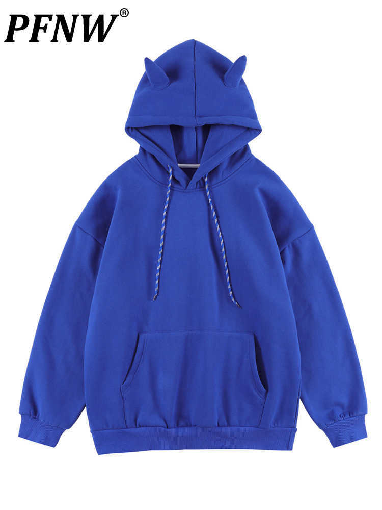 Sweats à capuche pour hommes Sweats à capuche PFNW Devil Horn Wing Sweats à capuche pour hommes Style sombre High Street Solid Casual Loose Pull