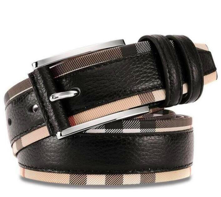 

New Luxury Genuine Leather Belt for Men and Women Fashion Pin Buckle PlaidCowhide Designer Belts, Width:4.0cm