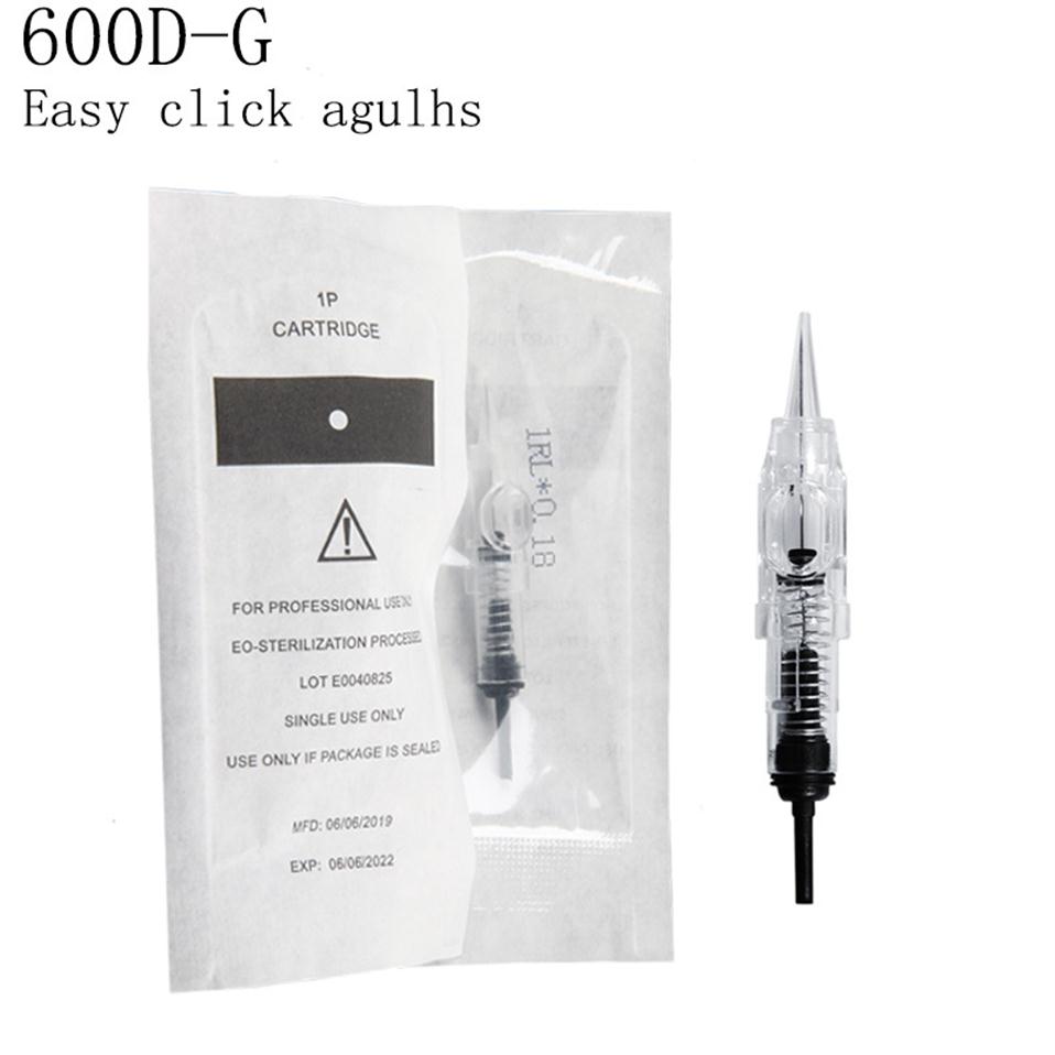 

100pcs Easy Click 600D-G Tattoo Needles 1RL 100piece Cartridge Needles Disposable Sterilized Tattoo Permanent Makeup Needles Tip CX2008312K