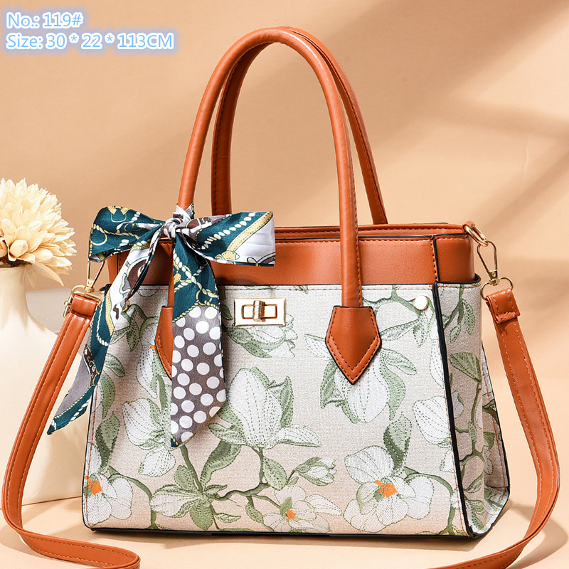 

Wholesale factory ladies shoulder bag 6 colors small fresh flowers elegant handbag sweet contrast leather backpack foreign ribbon bow mobile phone coin purse, Orange- 119#
