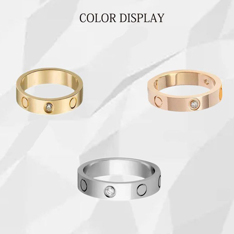 

Band Ring Europe United States Supply love Eternal Rings Titanium Couple Card Three Diamond Finger Jewelry Factory Wholesale Gold Silver Rose Anniversary Gifts