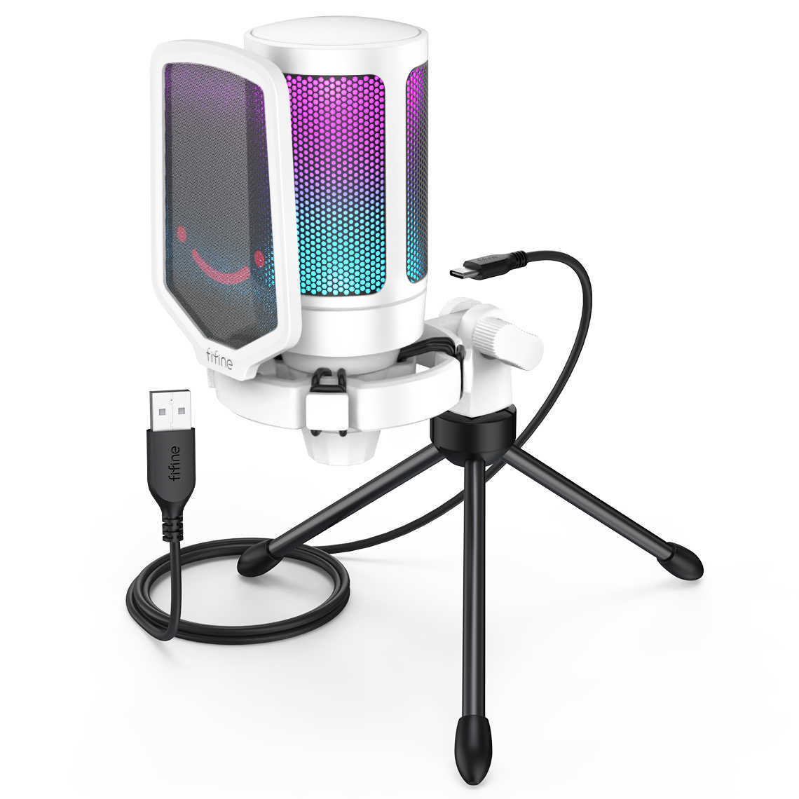 Microphones FIFINE AmpliGame USB MicrophonePC Gaming Recording Desktop Laptop MicRGB Streaming Podcasting Mic for Online GameZoomWhite L260524L5G-image-817623373