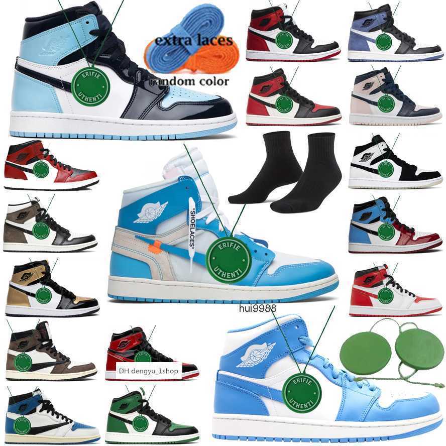 

2022 retros off unc chicago off Jumpman 1 Basketball Shoes jordens 1s white x Banned Patent Bred Royal Blue Green Python Visionaire Stealth jordas, Color # 5