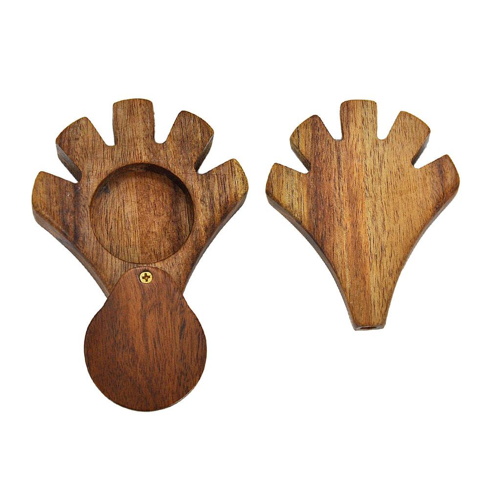 

smoking accessory smoke shop wood tobacco pipes 5 Joint Wooden Palm Shape Cigarette Rolling Cone Smoking Pipe With Stash Case
