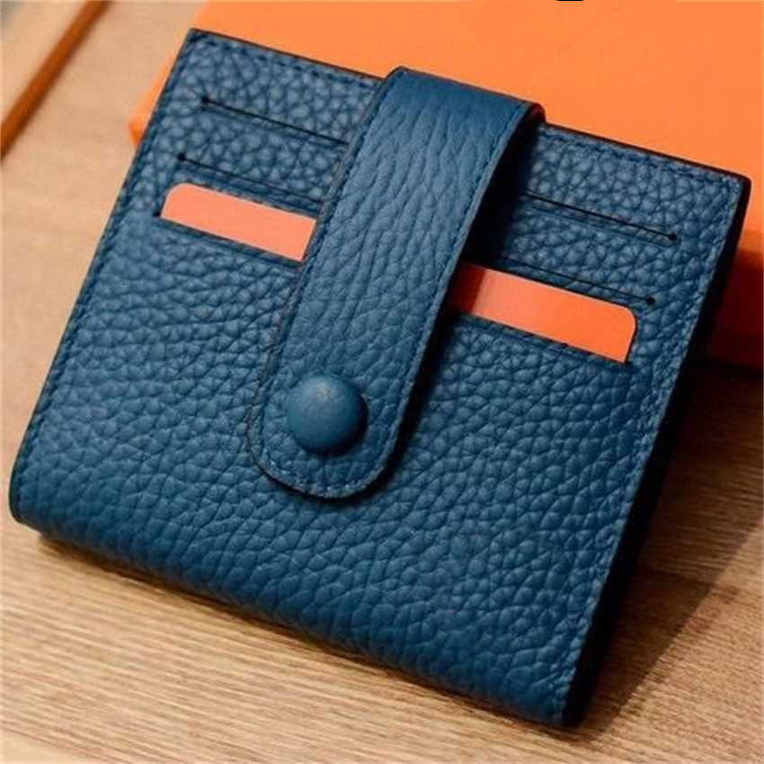 

Fashion wallets for women Home h Litchi Calfskin Snap Buckle Small Card Bag Zero Wallet, Blue