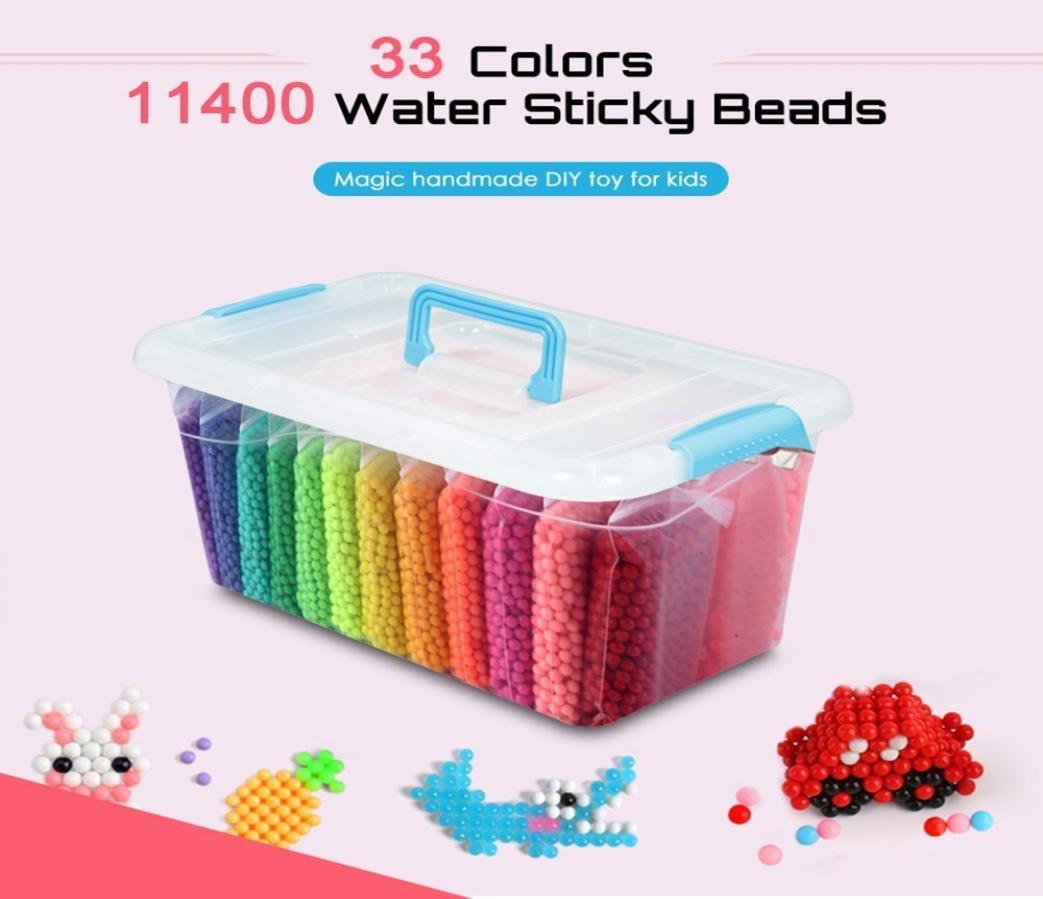 

33 Colors 11400pcs Water Sticky Beads Toy Magic Handmade Diy Bead Paper Accessories Puzzle Toys For Kids Children Gift C190213015062457