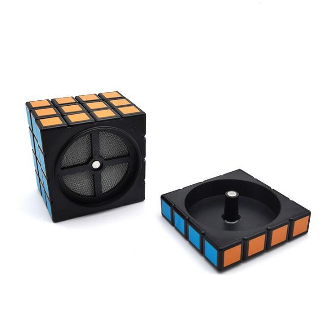 

smoke kit smoke shop 58MM Rubik cube four layer smoking grinder creative square color printing pattern zinc alloy Accessories Grinder disposable shisha vape pen