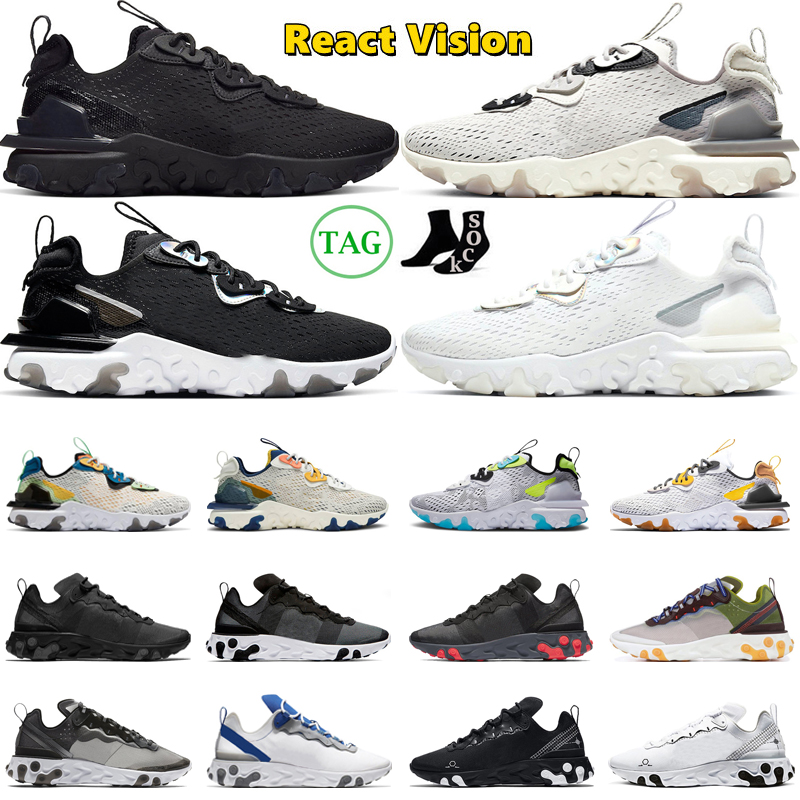

React Vision Running Shoes Element 55 87 Men Women Triple Black White Iridescent Vast Grey Honeycomb Phantom Mens Trainers Outdoor Sneakers, #13