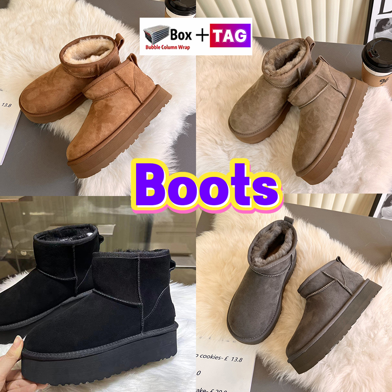 

platform Ankle Boots Designer Men Australia booties fur Snow Boots matte Suede Wool comfort Winter women Sneaker fashion Classic ultra mini Bootes Sneakers, 03-chestnut