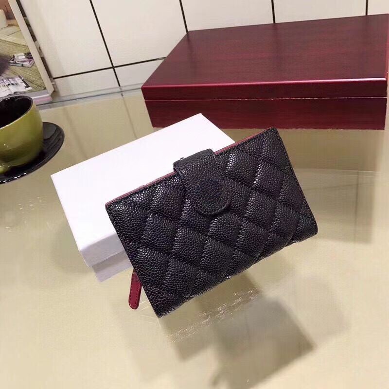

cc wallet luxury designer wallets card holder credit women classic quilted bag fashion caviar long wallet pocket organizer purses coin purse with Box, Empty box