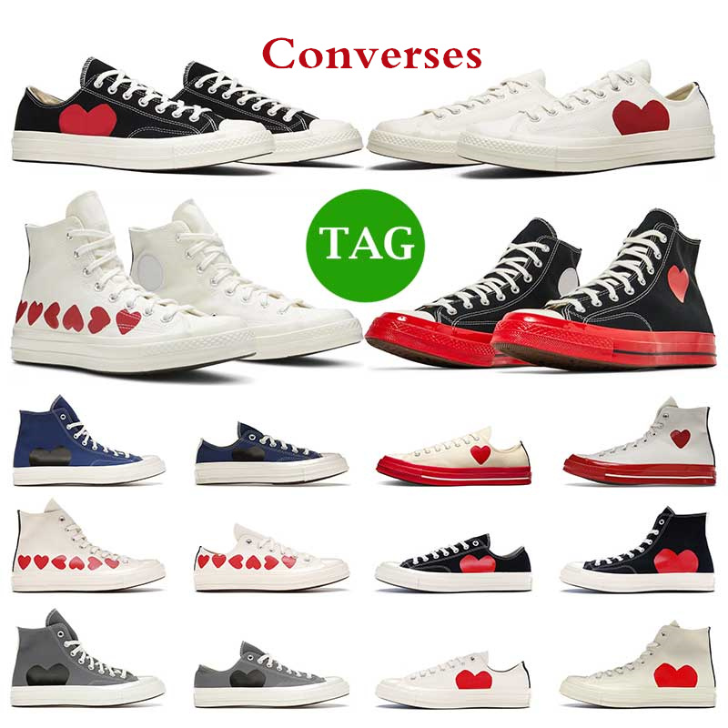 

Casual Shoes High 70 Hi Men Women Sneakers Eyes 1970s Multi Hearts PLAY Black White Egret Red Midsole Low Size 35-44, 6 play black red midsole low