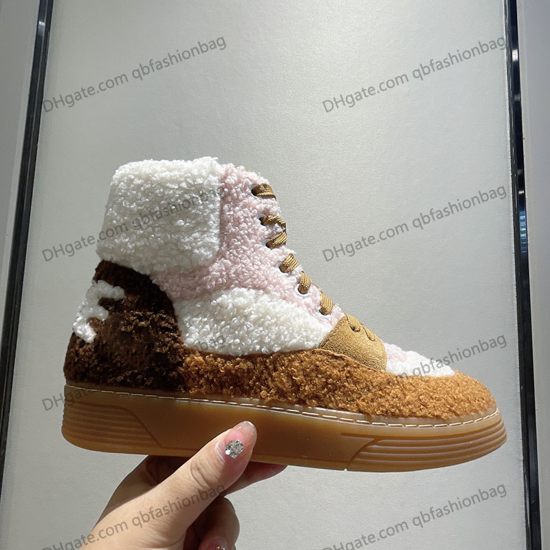 

Womens High-top Lace-up Ankle Boots Quilted Texture Non-slip Sole Casual Shoes France Designer Classic Pink Brown Black Platform Outdoor Fashion Boot Chelsea Booties