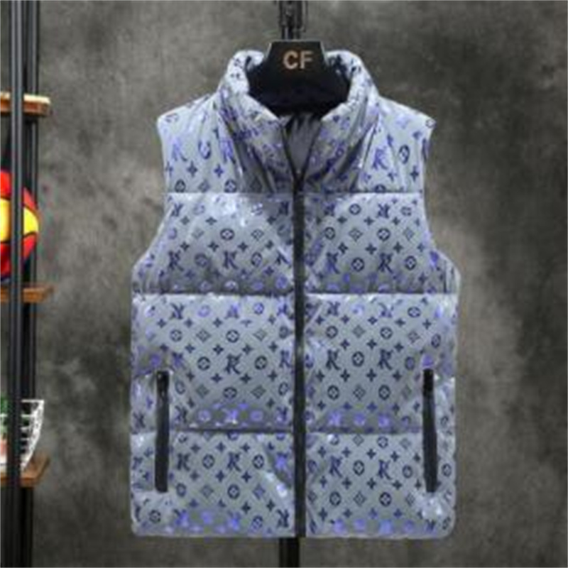 

2022 Fashion Brand Vest Autumn Winter New Reflective Men Cotton Vest Jacket letter Print Sleeveless Down Waistcoat Male Casual Coat, 01