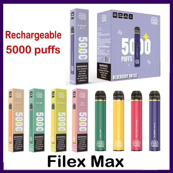 

Original Filex Max Rechargeable Disposable vape pen Device 950mAh Battery 12ml Price With security code Vape Pen 5000 puffs 13 Flavors