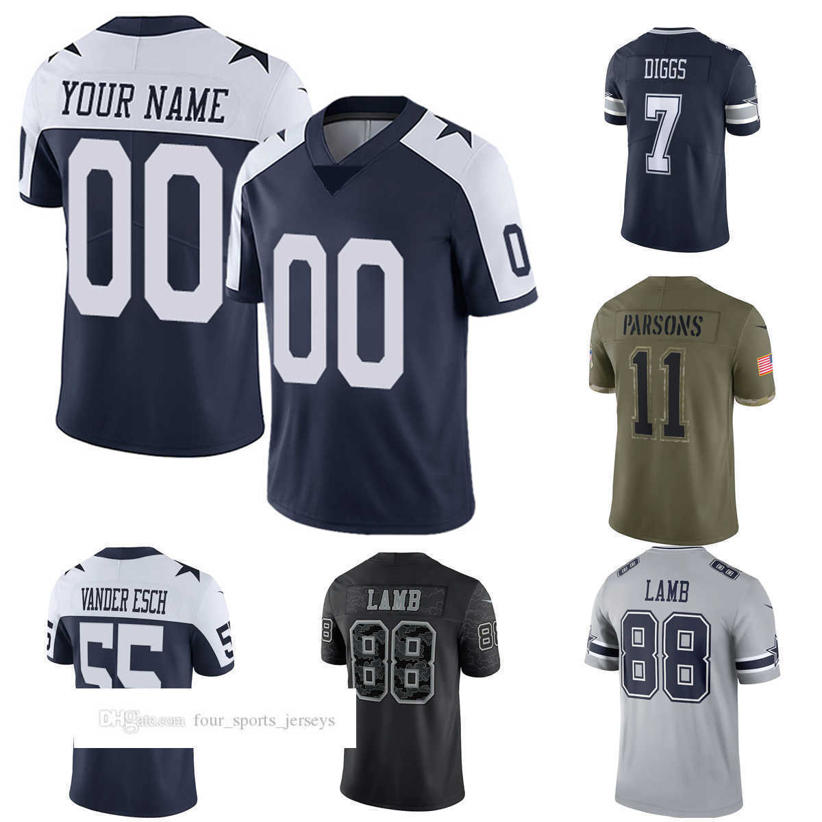 

Custom Football Jerseys Dallas''Cowboys''4 Dak Prescott 21 Ezekiel Elliott 88 CeeDee Lamb 55 Leighton Vander Esch 11 Micah Parsons, Men s-6xl