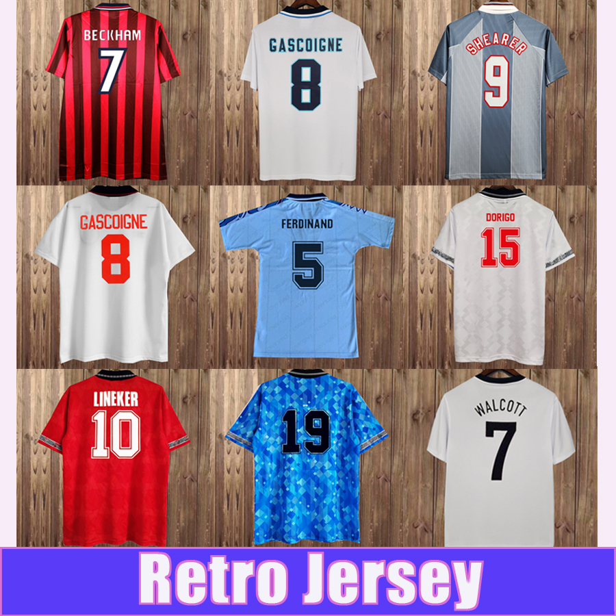 

1998 KEEGAN BECKHAM Mens Retro Soccer Jerseys LINEKER SCHOLES SHEARER SHERINGHAM GASCOIGNE LAMPARD England Home Away 3rd Football Shirt, Fg3367 1982 away