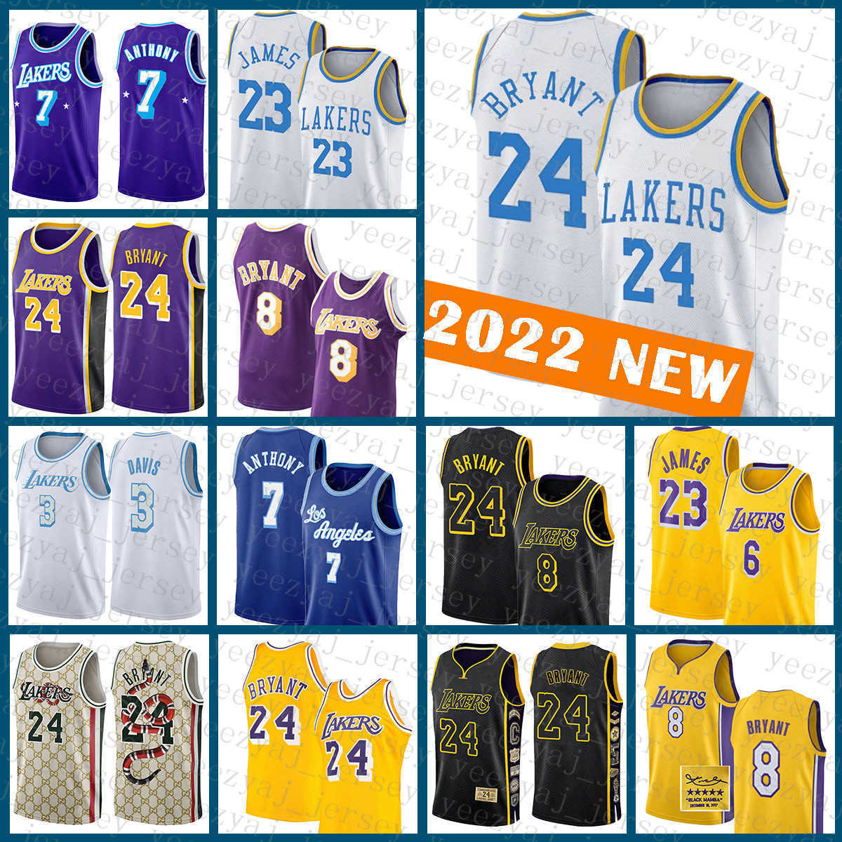 

24 8 LeBron James Basketball Jersey Anthony Russell Westbrook Davis Bryant Los Angeles''Lakers''Kobe''Black 23 6 3 0 Mamba 22