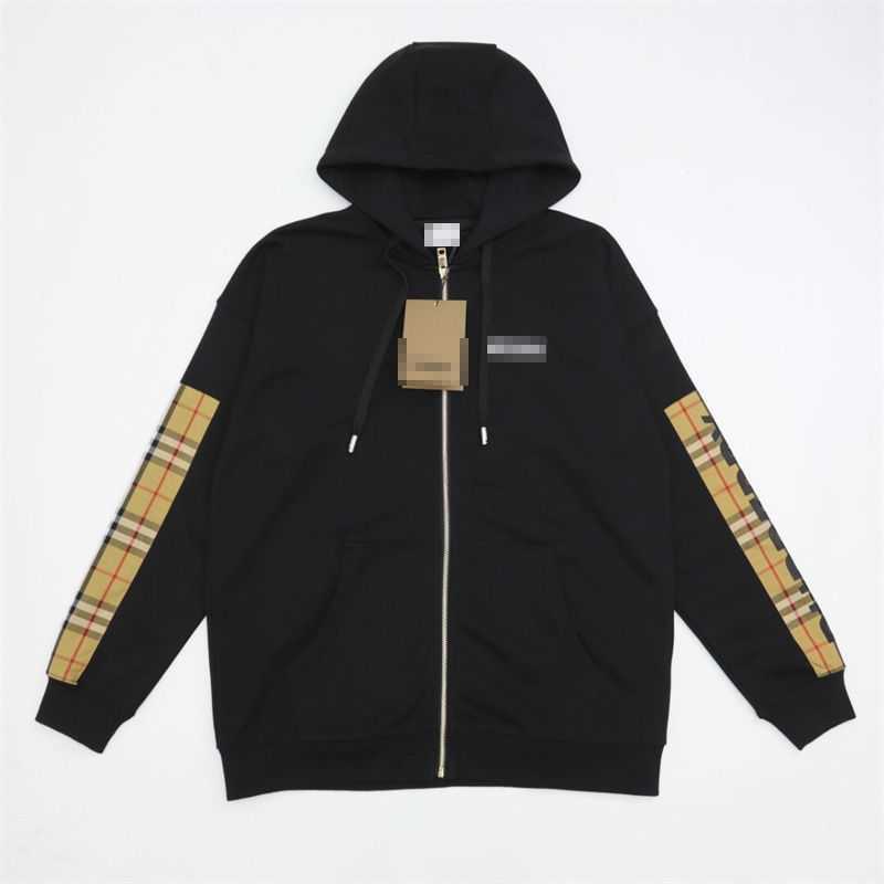 

burbrerys mens jackets coats High Edition Quality 2022 New Plaid Zipper Hoodie EJKQ, Black