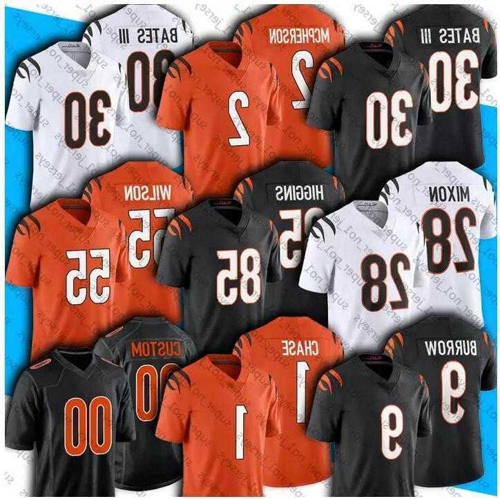 

Football Jerseys Cincinnati''Bengals''custom 9 Joe Burrow 1 Ja'Marr Chase 28 Joe Mixon 22 Chidobe Awuzie 84 Mitchell Wilcox 85 Tee Higgins 34 Samaje Perine, Colour