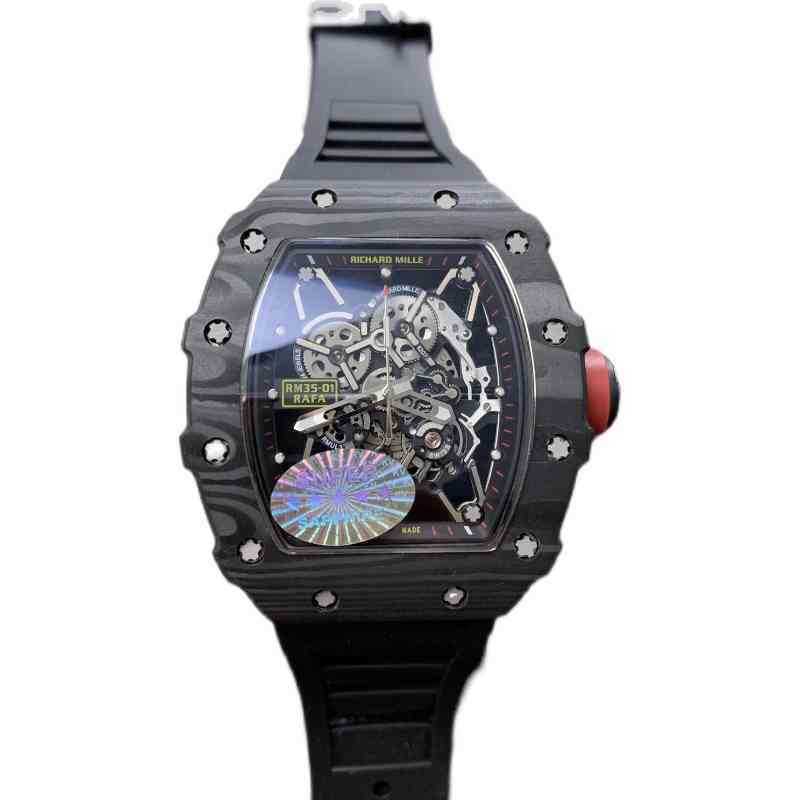 

Luxury Mens Mechanical Watch Richa Milles Business Leisure Rm35-01 Fully Automatic Tape Swiss Movement Wristwatch, Black