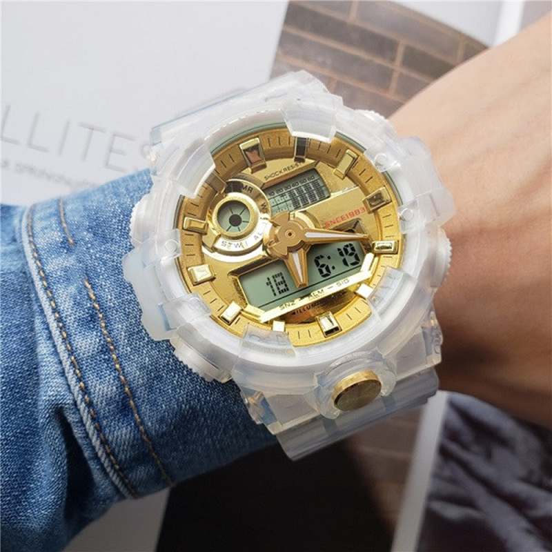 

Men's sports digital quartz watch 35th anniversary metal transparent oak series full function LED waterproof world time Iced Out Watch large dial