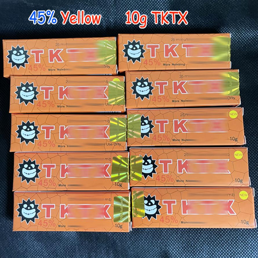 

TOP 10g TKTX Tattoo Cream Yellow 45% Original Before Permanent Piercing Makeup Microblading Eyebrow Lips Body Skin U-PICK pcs250s