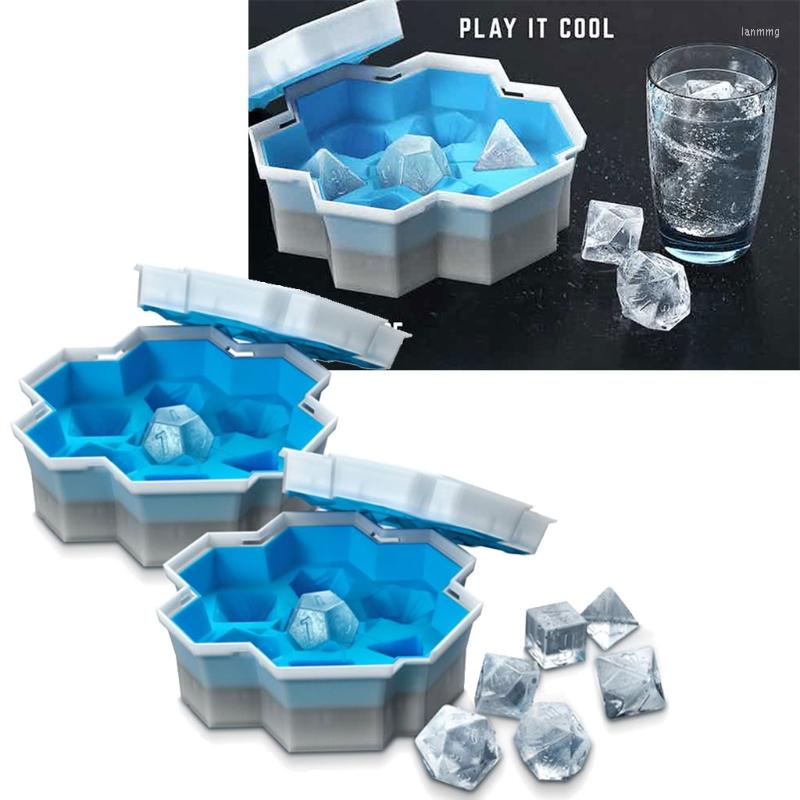 

Baking Moulds Silicone 7 Shape DIY Dice Ice Tray Mold Game Mini Cube Trays With Lids Whiskey Reusable Crafts Tools