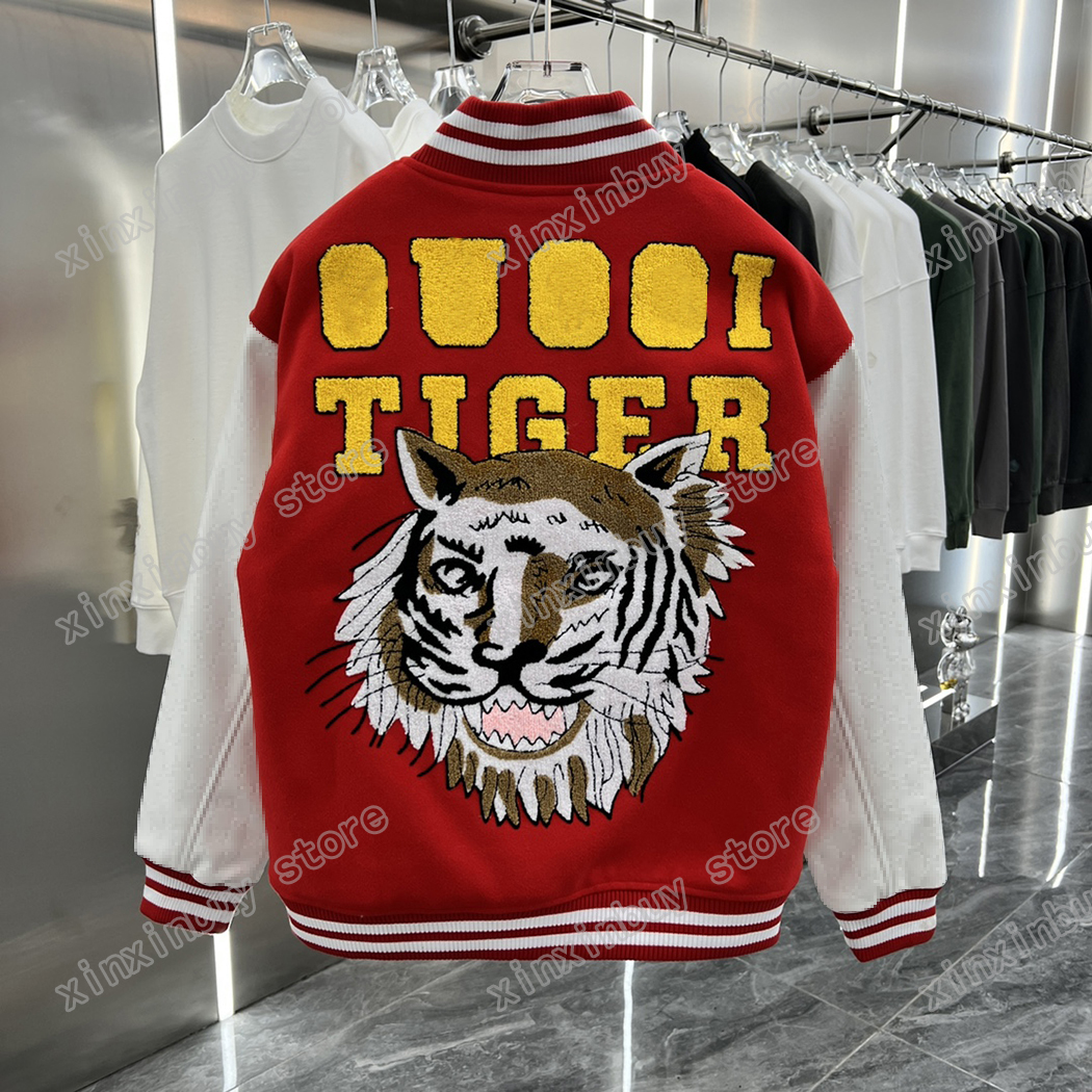 

xinxinbuy Men designer Coat Jacket fleece puffer Tiger Towel embroidery cotton long sleeve women green Black white khaki S-XL, Multi