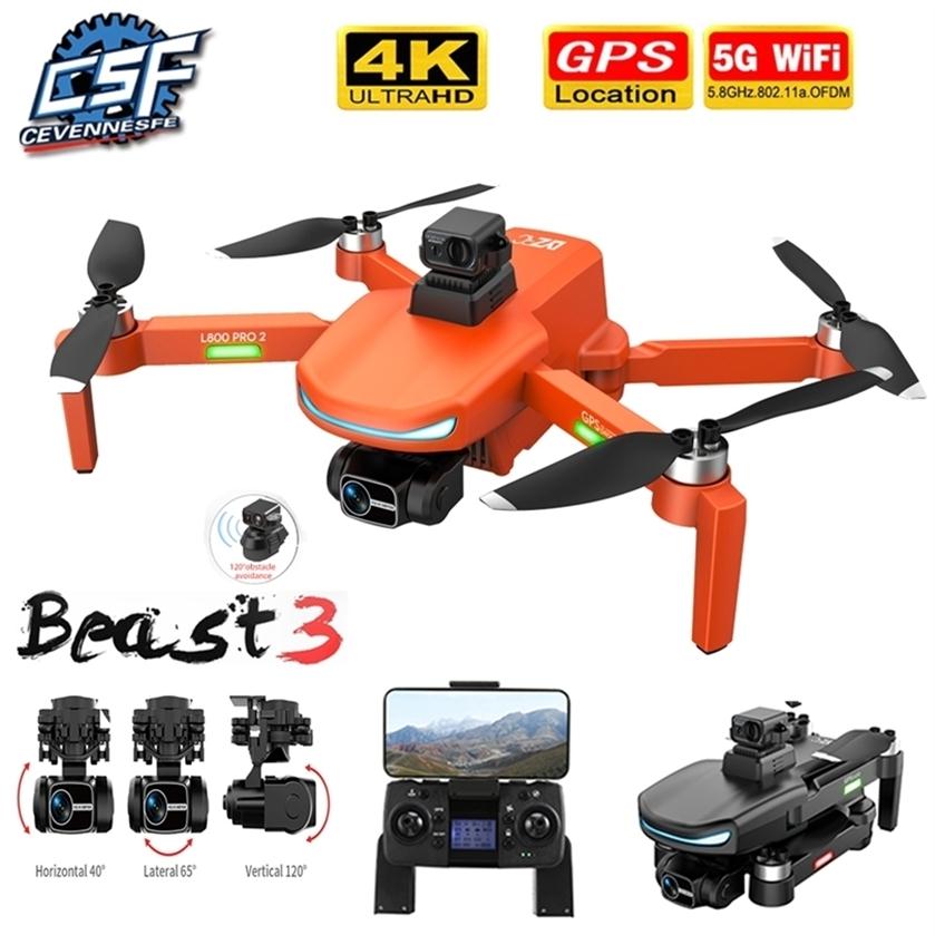 

L800 PRO2 Drone GPS 5G WIFI 8K HD Professional Camera 3-axis Anti-shake Gimbal Brushless Motor Obstacle Avoidance Dron 220429192s, 4k 1battery bag