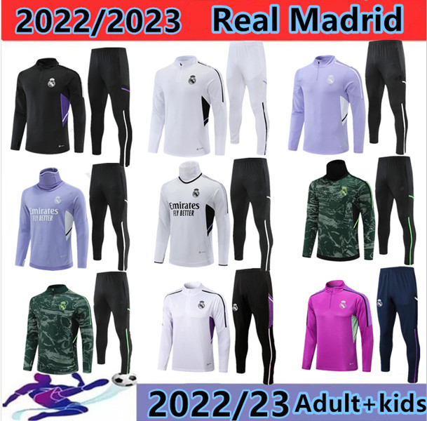

2022- 2023 Madrids TRACKSUIT set TRAINING suit 22/23 men and kids football jacket chandal futbol survetement size S-2XL, Lavender