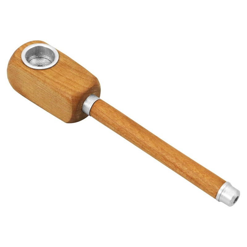 

smoke accessory metal pipe clean 4.65 inches wood Pipes with metal bowl Straight rod removable Portable wooden