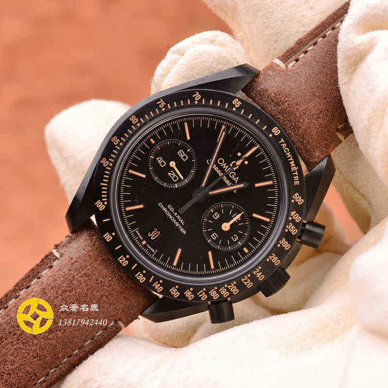 

Omg Speed Master Om Fashion Watches Mens Montre Diamond Movement Luxury Ry Moon Dark Face Mechanical Men's Watch 311.92.44.51.01.006, Black