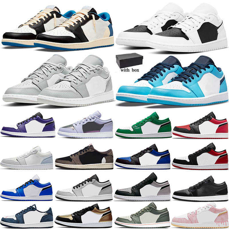 

Jumpman 1 Men Women Low basketball shoes OG 1S Triple White Shadow designer University Blue UNC Black Bred Toe Light Smoky Grey mens, 41