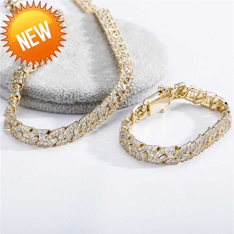 

9mm Cuban Link Chain Iced Out Full Lab Diamond Mens Hip Hop Gold Chain