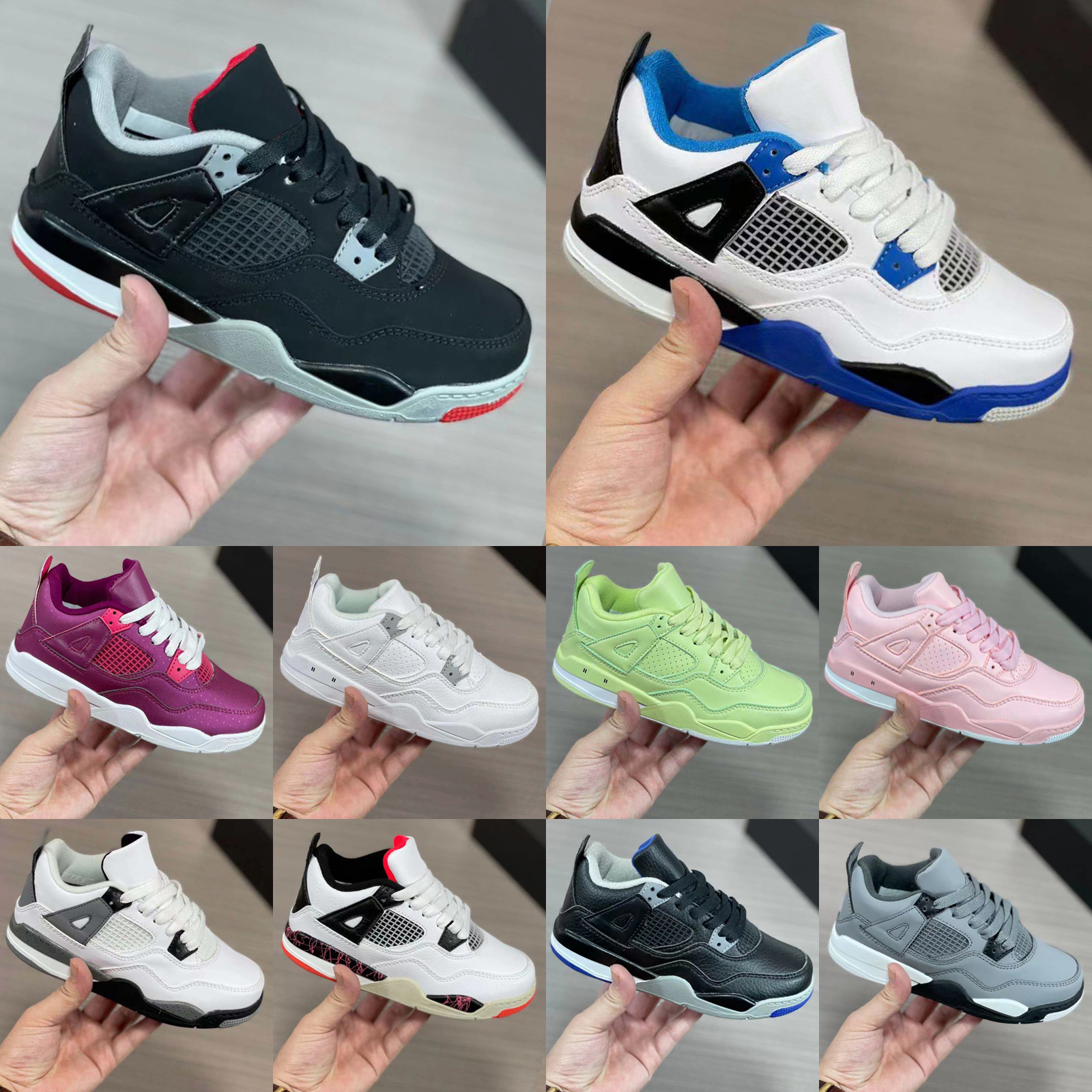 

Jumpman 4 PS kids basketball shoes iv 4s bred university blue pink sail what the fire red pure money cool grey thunder Infants sports sneakers trainers EUR 22-37, As photo 12