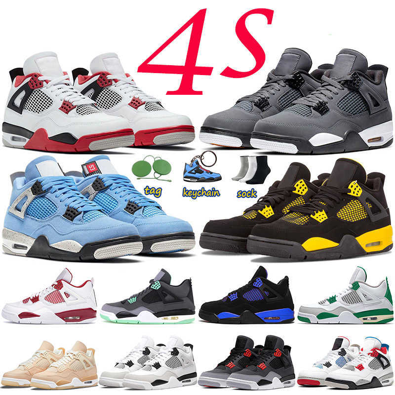 

Basketball Shoes Sneakers Sports Trainers University Blue Military Black Cat Bred Fire Red Thunder Infrared Jumpman 4 4s Men Oreo Mens, Black purple