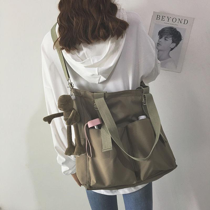 

Waterproof Bags Large Capacity Canvas Bag HBP Female Messenger Korean Student Harajuku Japanese One shoulder Larg Tote Bag, Bb 23.5/17.5/11.5cm