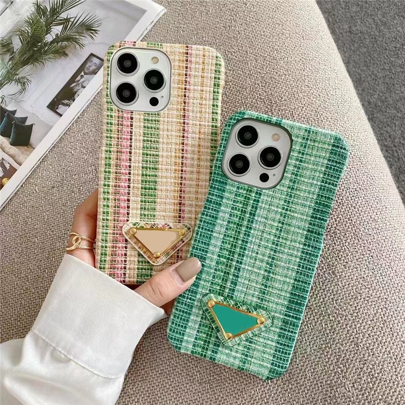 

Fashion Luxury brand Leather Cases for iPhone 14 Pro Max IP13ProMax 14Plus XR 7G 12 11 7 8Plus Designer weave fiber Phone Case for Luxurys Designs Wrist Band Soft Shell, Green colorful