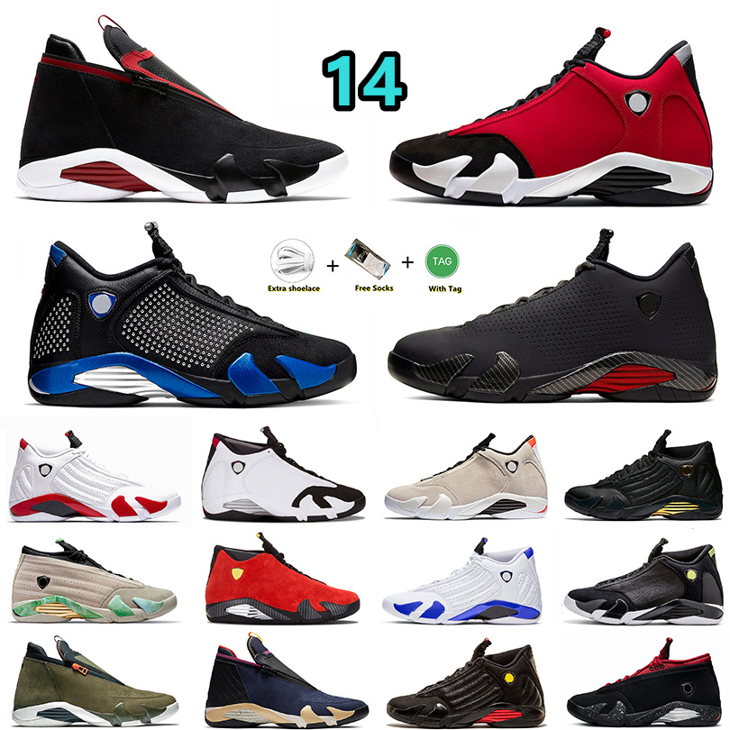 

Jumpman 14 Z Basketball Shoes University Gold Winterized Candy Cane DMP Fortune Gym Red Hyper Royal Red Lipstick Last Shot Thunder Outdoor Sneaker for Men and Women, Box