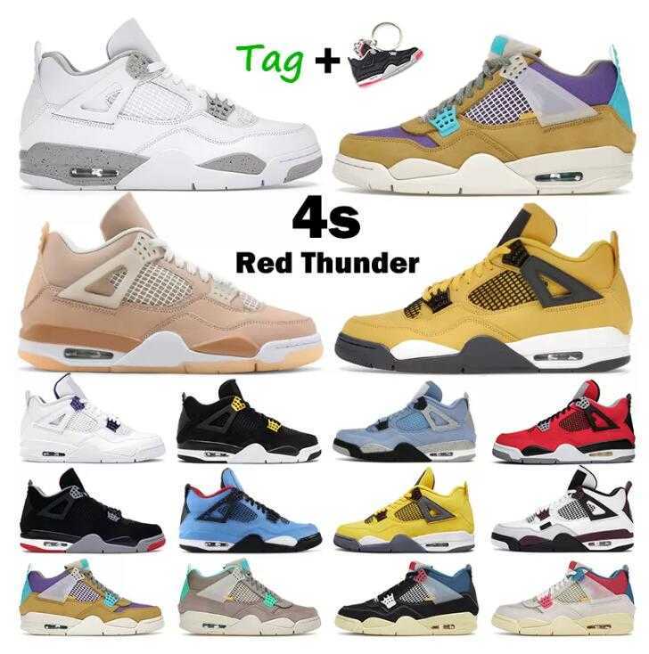 

4s Jumpman High 4 Basketball Shoes University Blue white oreo red thunder black cat cool grey tour yellow noir Guava Ice mens women sports, 37
