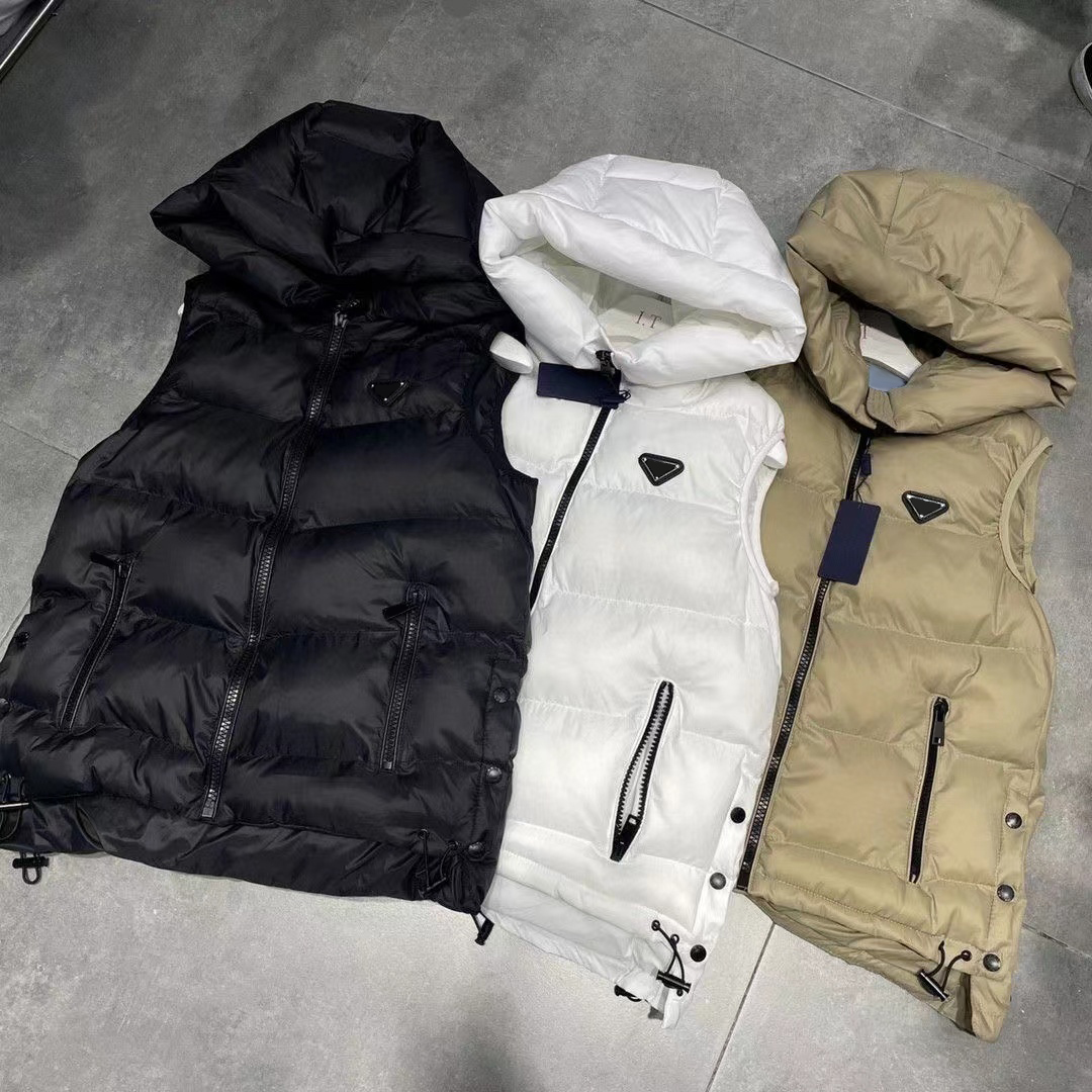 

Men's Vests Hoodie Men Jacket Triangle Same Style Women Collar Sleeveless Duck Down Quality Factory Loose MLXL2XL3XL ZW8U