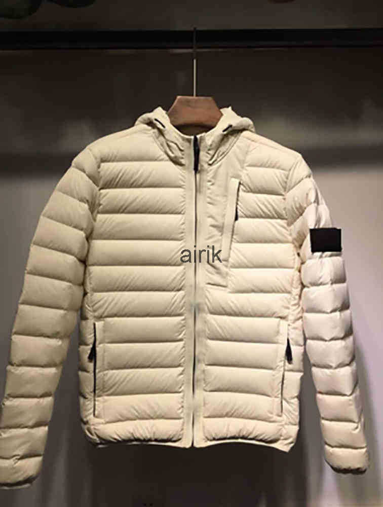 

the Men Air Hooded Down Jacket Windbreaker Zipper Hoodies Patchwork Stone Running Sports Hoody Jogger Casual Island Coat E2a0041, White