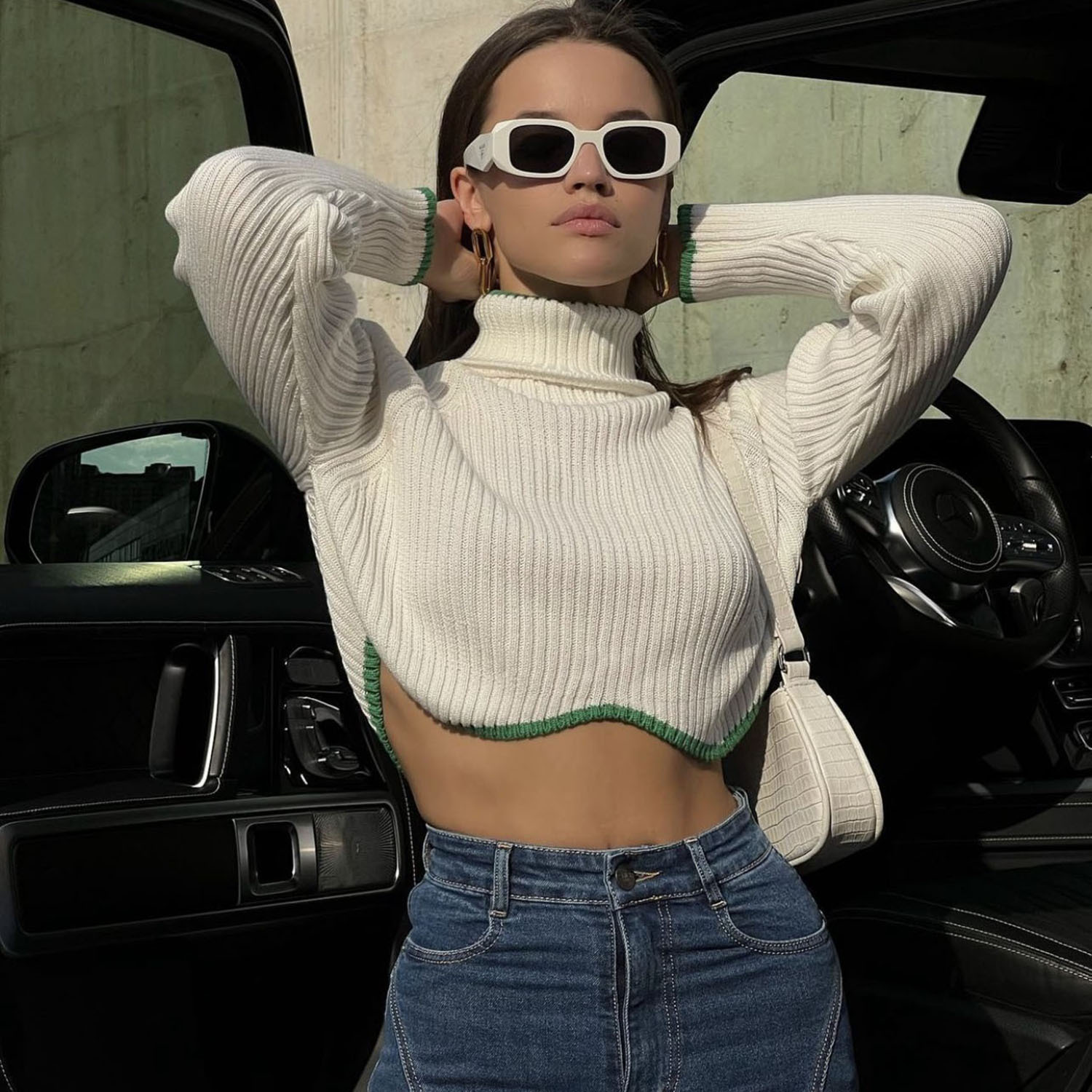 

Women's Sweaters Women Irregular Patchwork Hem Long Sleeve Sexy Slim Turtleneck Crop Sweater 2022 Autumn Winter Elegant Female Jumper