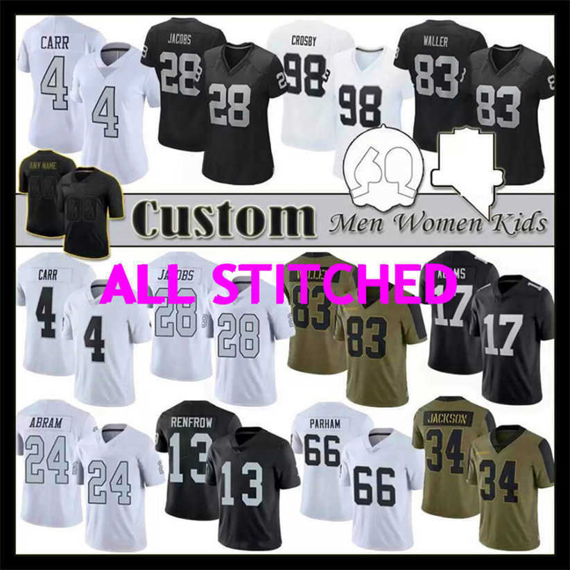 

Custom Las Vegas''Raiders''17 Davante Adams jersey tee Maxx Crosby Hunter Renfrow Darren Waller Derek Carr game Josh Jacobs Football Jerseys, Color
