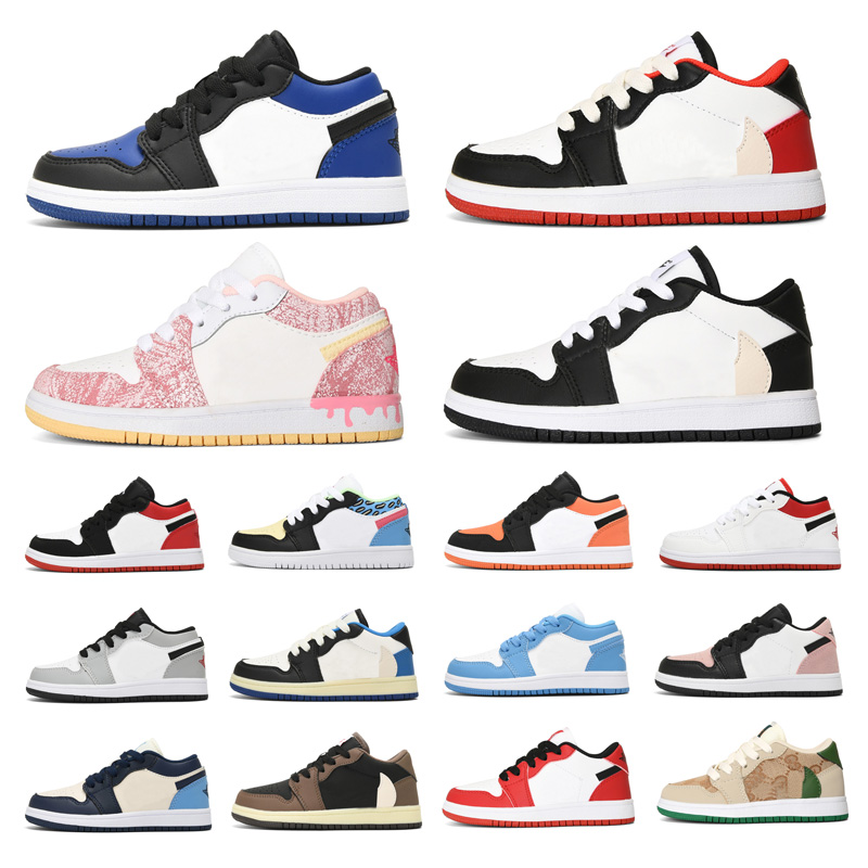 1S Chaussures pour enfants Designer de chaussures de course Baskets Baskets à laçage Université Rouge Noir blanc bleu coureur de piste Taille de