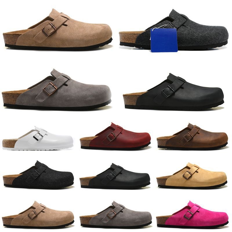 

Boston Clog Sandals luxury designer Fashion Shoes For Men Women Leather Close Toe Cork Slides Winter Indoor Outdoor Slippers Loafers Birks