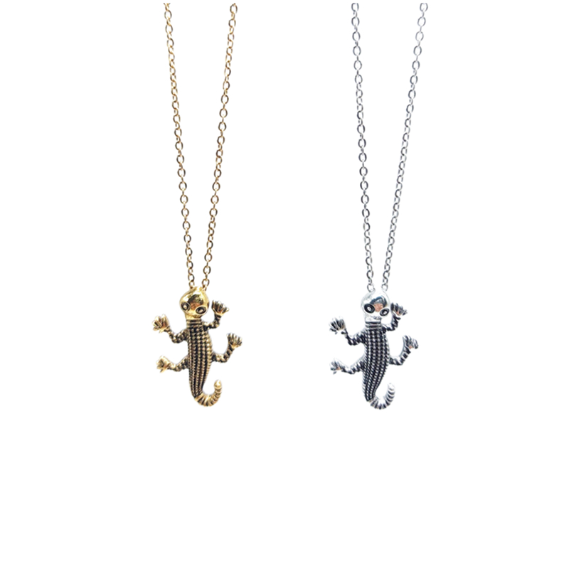 

Fashion stereoscopic gecko pendant necklaces retro wind punk stainless steel collarbone necklaces jewelry wholesale